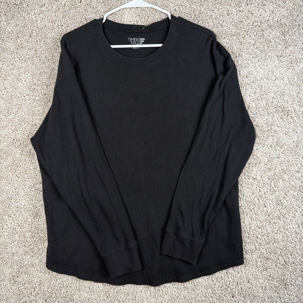 Time and Tru Womens Black Relaxed Fit Long Sleeve Crew Neck Tee 3XL (22)